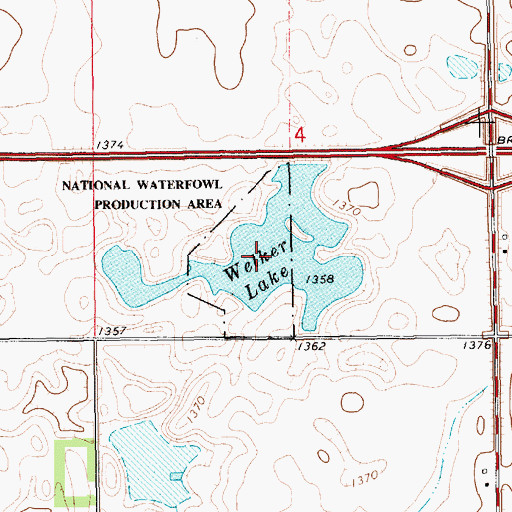 Topographic Map of Welker Lake, SD
