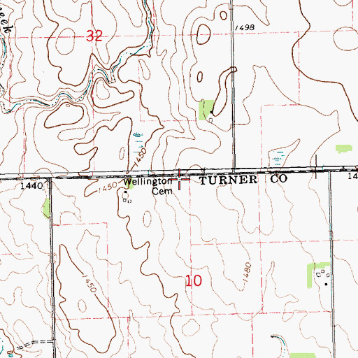 Topographic Map of Wellington Cemetery, SD