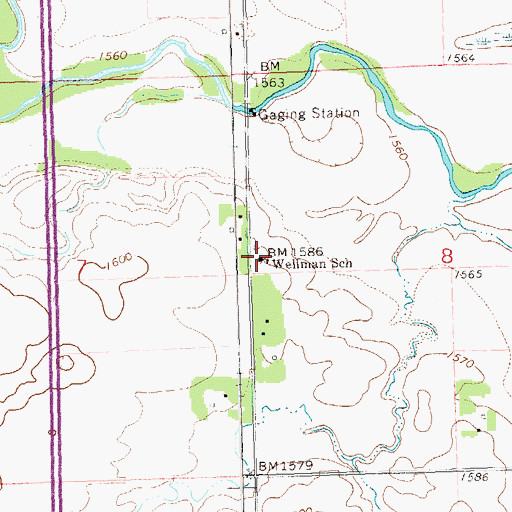 Topographic Map of Wellman School, SD