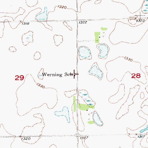Topographic Map of Werning School, SD