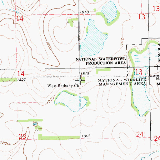 Topographic Map of West Bethany Church, SD