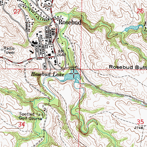 Topographic Map of West Branch Rosebud Creek, SD