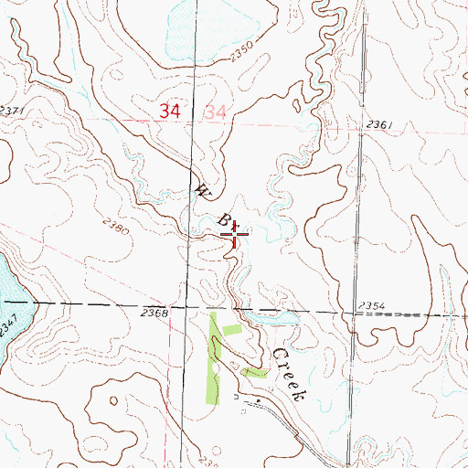 Topographic Map of West Branch Willow Creek, SD