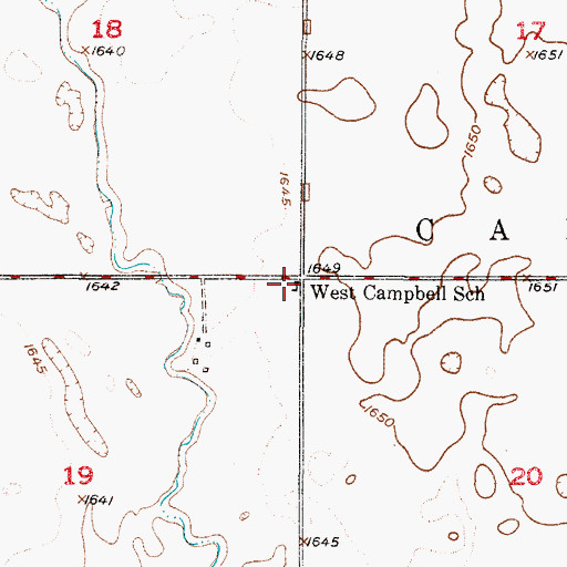 Topographic Map of West Campbell School, SD