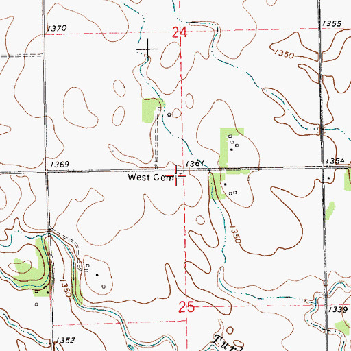 Topographic Map of West Cemetery, SD