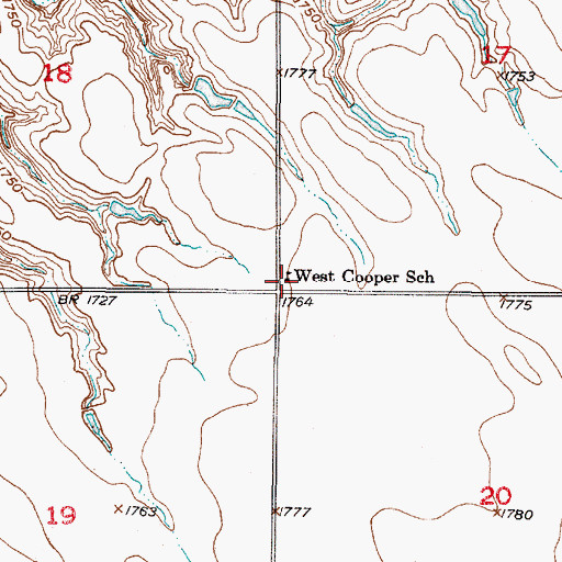 Topographic Map of West Cooper School, SD