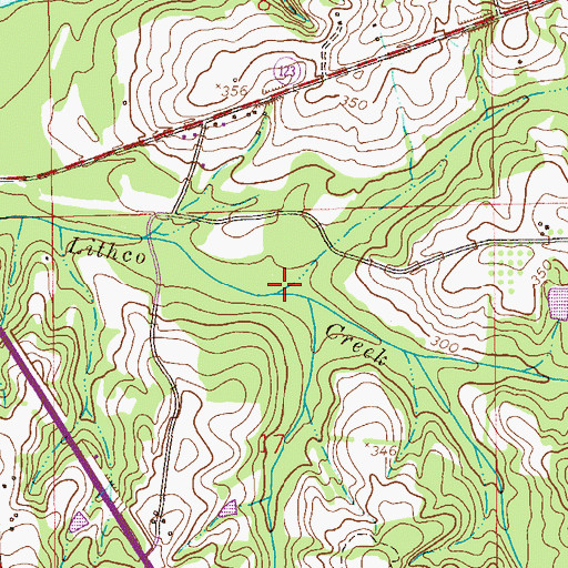 Topographic Map of Roe Branch, AL