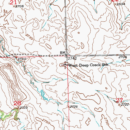 Topographic Map of West Deep Creek School, SD