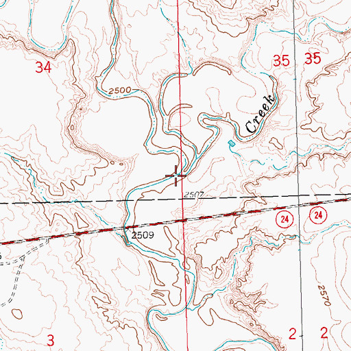 Topographic Map of West Elm Creek, SD