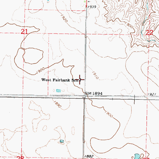 Topographic Map of West Fairbank School, SD