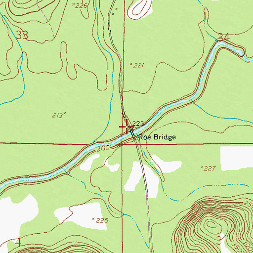 Topographic Map of Roe Bridge, AL