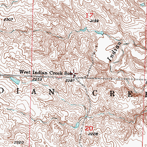 Topographic Map of West Indian Creek School, SD