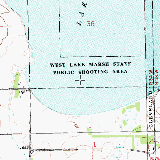 Topographic Map of West Lake Marsh State Public Shooting Area, SD