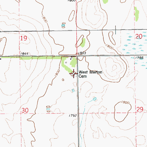 Topographic Map of West Merton Cemetery, SD