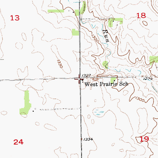 Topographic Map of West Prairie School, SD