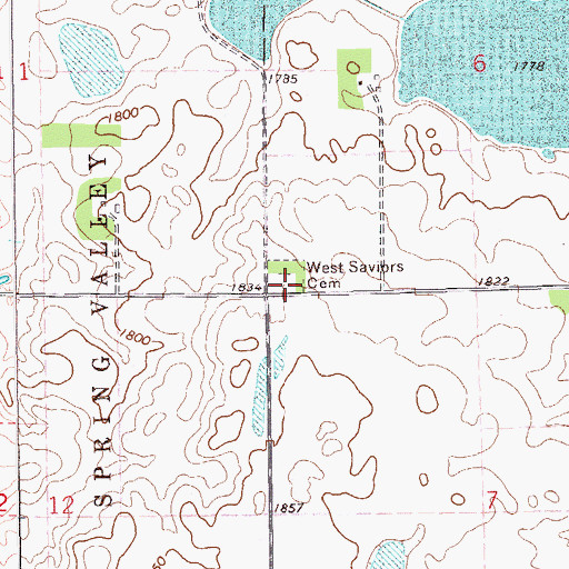 Topographic Map of Our Saviors Lutheran West Cemetery, SD