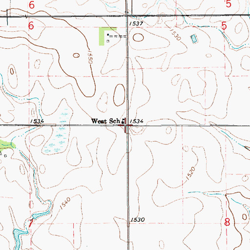 Topographic Map of West School, SD