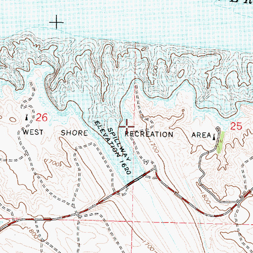 Topographic Map of West Shore Recreation Area, SD