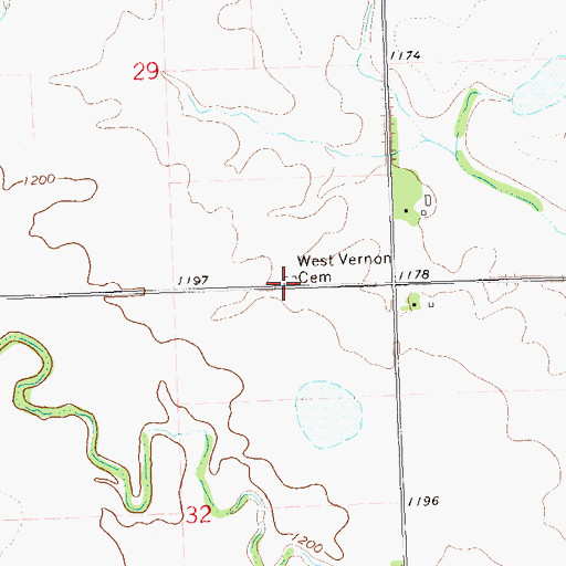 Topographic Map of West Vernon Cemetery, SD