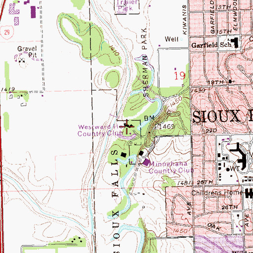 Topographic Map of Westward Ho Country Club, SD