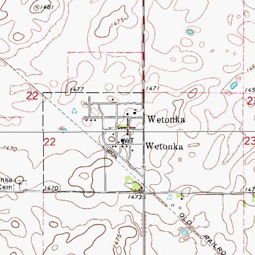 Topographic Map of Wetonka, SD