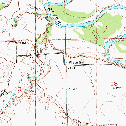 Topographic Map of Wetz School, SD