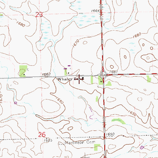 Topographic Map of Whaley School, SD