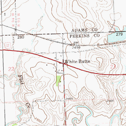 Topographic Map of White Butte, SD