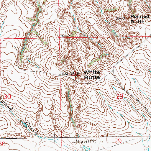 Topographic Map of White Butte, SD