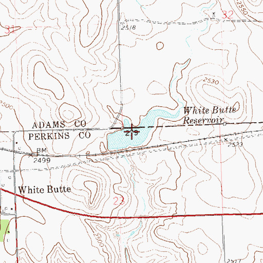 Topographic Map of White Butte Reservoir, SD