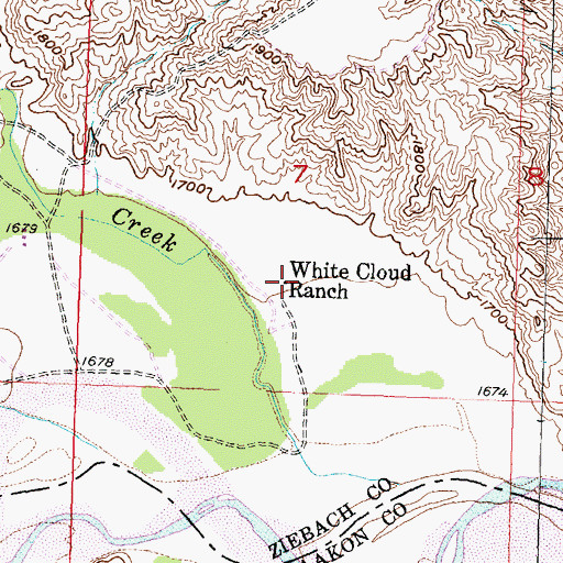 Topographic Map of White Cloud Ranch, SD
