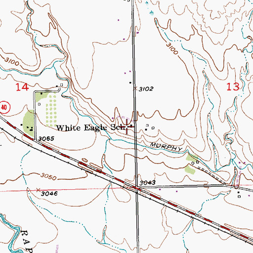 Topographic Map of White Eagle School, SD