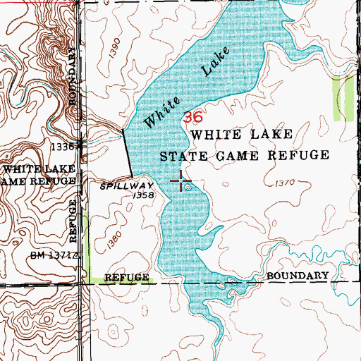 Topographic Map of White Lake State Game Refuge, SD