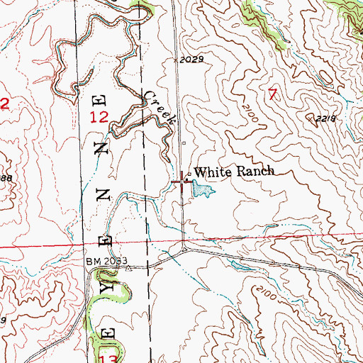 Topographic Map of White Ranch, SD