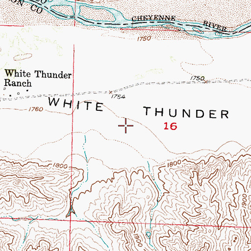 Topographic Map of White Thunder Bottom, SD
