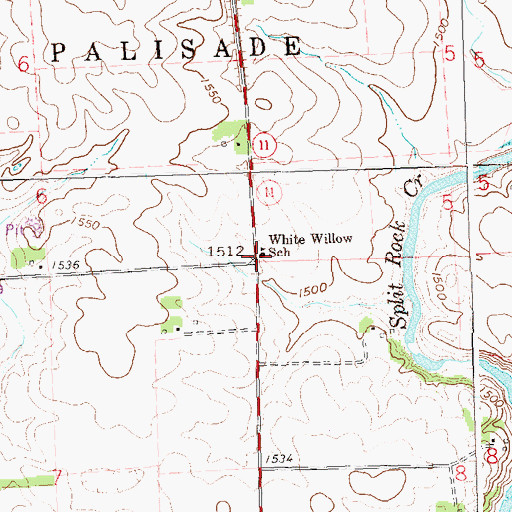 Topographic Map of White Willow School, SD