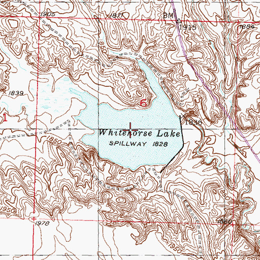 Topographic Map of Whitehorse Lake, SD