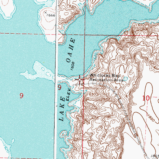 Topographic Map of Whitlocks Bay Recreation Area, SD