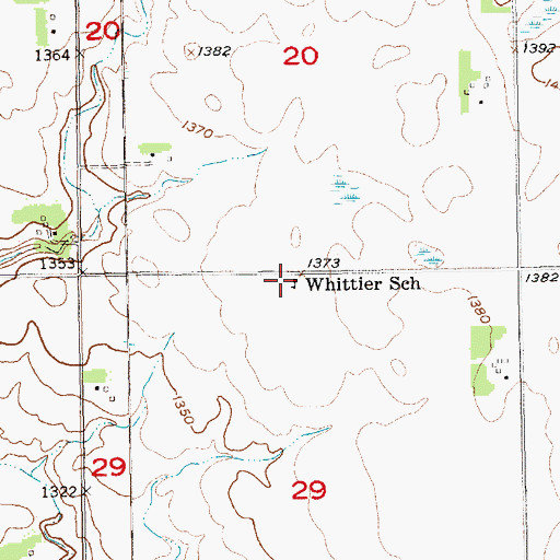 Topographic Map of Whittier School, SD