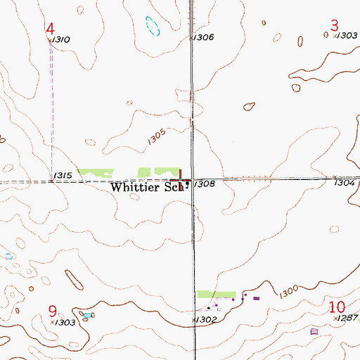 Topographic Map of Whittier School, SD