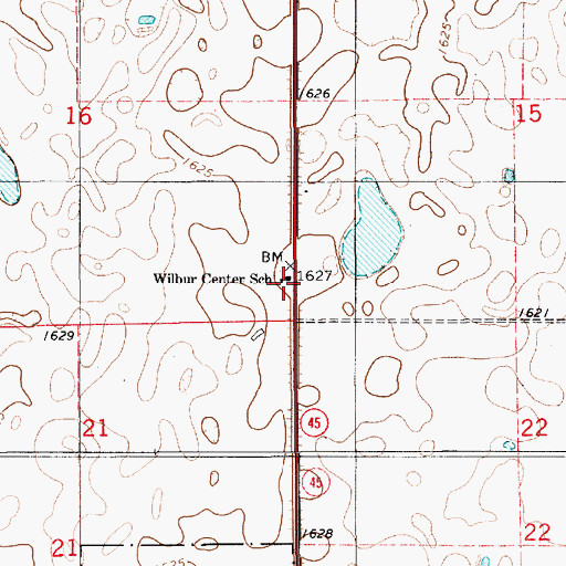 Topographic Map of Wilbur Center School, SD