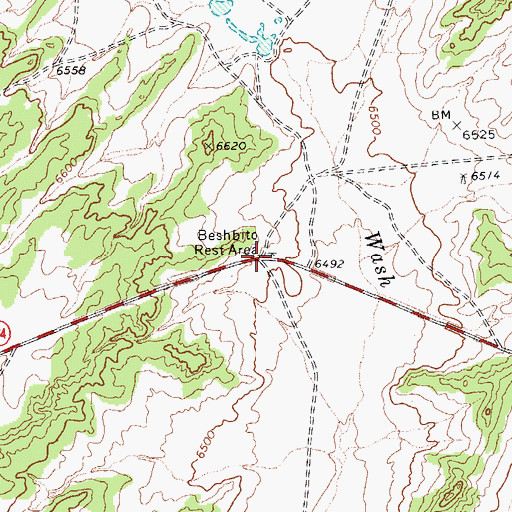 Topographic Map of Beshbito Rest Area, AZ