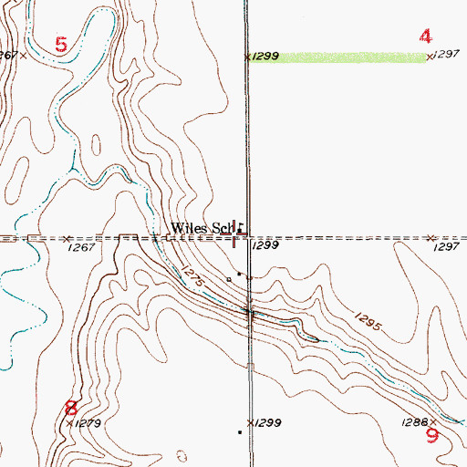 Topographic Map of Wiles School, SD