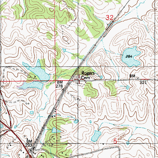 Topographic Map of Rogers Cemetery, AL