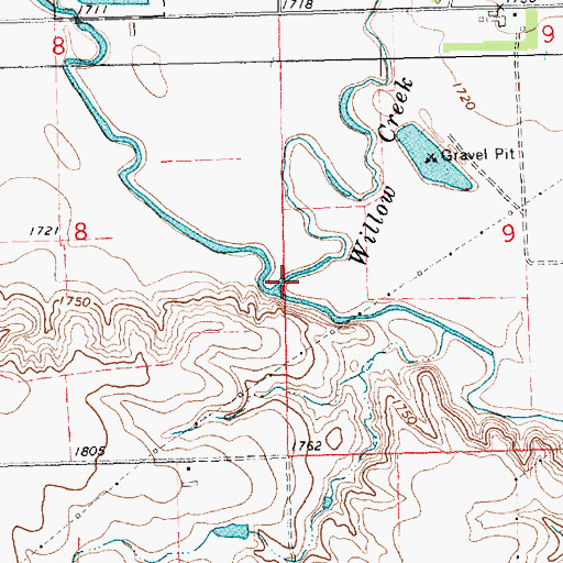 Topographic Map of Willow Creek, SD