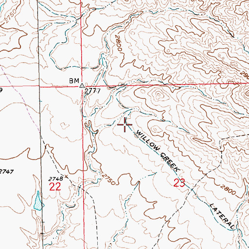 Topographic Map of Willow Creek Lateral, SD