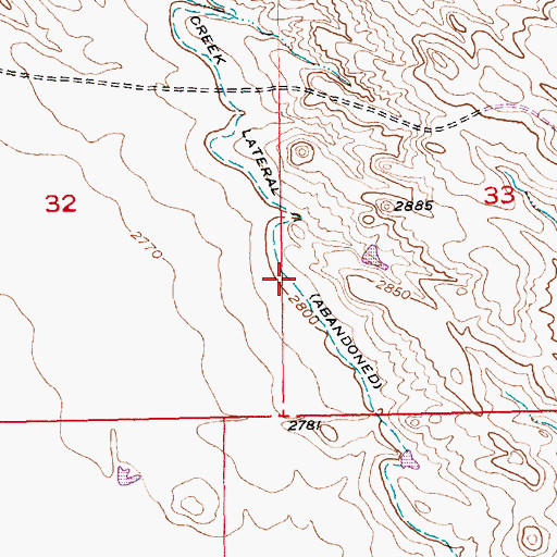 Topographic Map of Willow Creek Lateral, SD