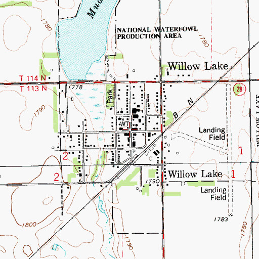 Topographic Map of Willow Lake, SD