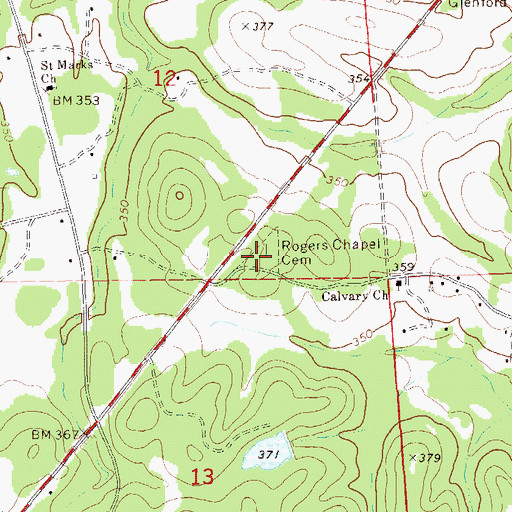 Topographic Map of Rogers Chapel, AL
