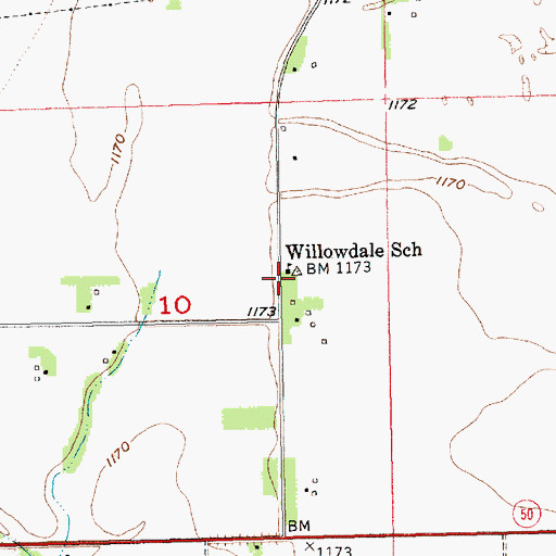 Topographic Map of Willowdale School, SD